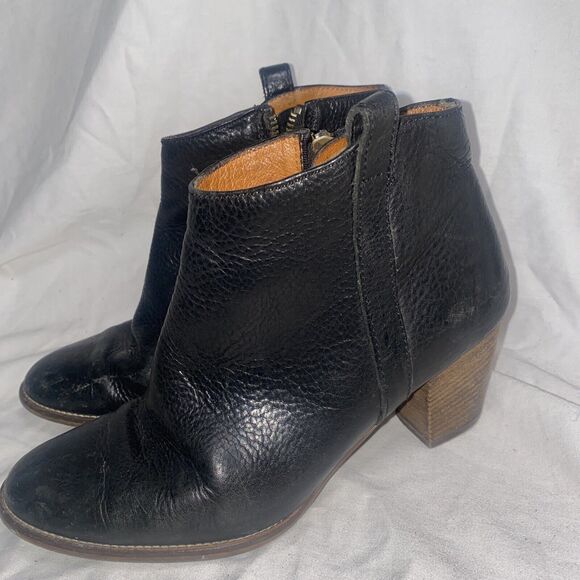 Madewell Billie Ankle Booties Heel 7 Black Leather Casual Zip Romania - Picture 3 of 11